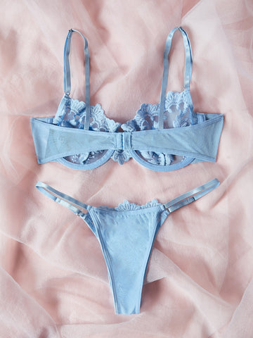 Set de lencería con encaje floral con aro Set de lencería con encaje floral con aro