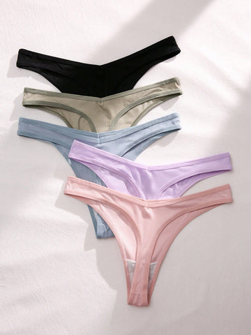 5 piezas Tanga con estampado de dibujos animados 5 piezas Tanga con estampado de dibujos animados