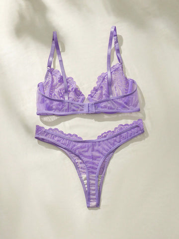 Set de lencería con encaje floral con aro Set de lencería con encaje floral con aro