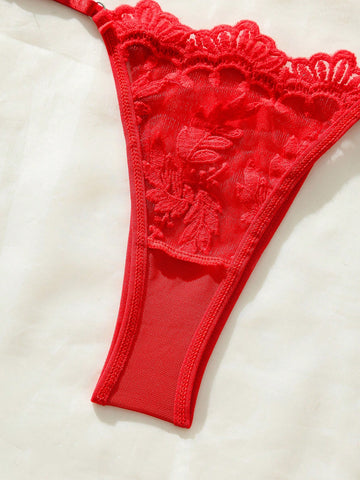 Set de lencería con encaje floral con aro Set de lencería con encaje floral con aro