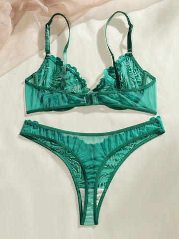 Set de lencería con encaje floral con aro Set de lencería con encaje floral con aro