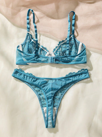 Set de lencería con encaje floral con aro Set de lencería con encaje floral con aro