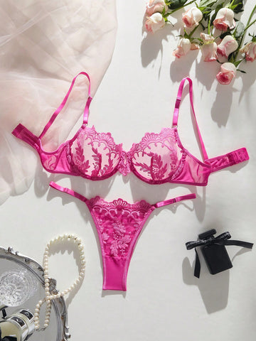 Set de lencería con encaje floral con aro Set de lencería con encaje floral con aro