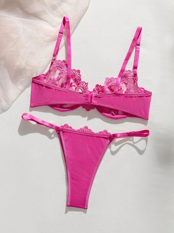 Set de lencería con encaje floral con aro Set de lencería con encaje floral con aro