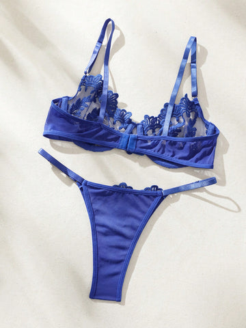 Set de lencería con encaje floral con aro Set de lencería con encaje floral con aro