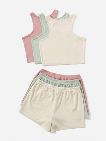 3 sets Top tank dibujo homewear & Shorts 3 sets Top tank dibujo homewear & Shorts