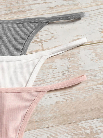 7 piezas Tanga simple de canalé 7 piezas Tanga simple de canalé