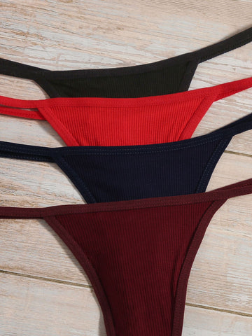 7 piezas Tanga simple de canalé 7 piezas Tanga simple de canalé