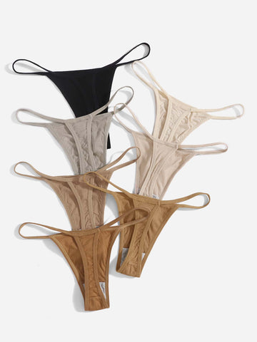 7 piezas Tanga simple de canalé 7 piezas Tanga simple de canalé