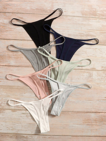 7 piezas Tanga simple de canalé 7 piezas Tanga simple de canalé
