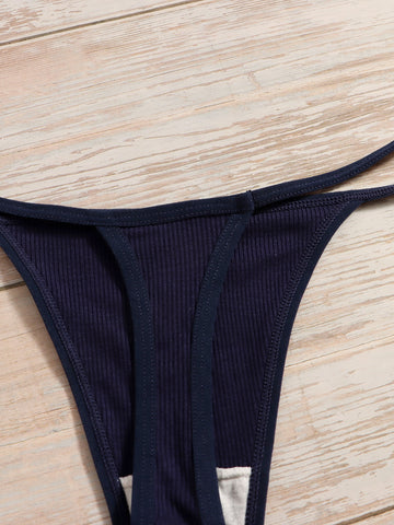 7 piezas Tanga simple de canalé 7 piezas Tanga simple de canalé