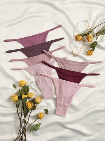 7 piezas Tanga simple de canalé 7 piezas Tanga simple de canalé
