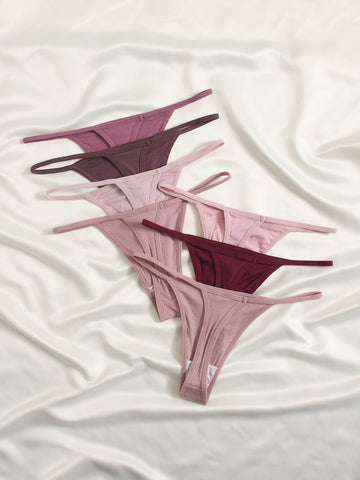 7 piezas Tanga simple de canalé 7 piezas Tanga simple de canalé