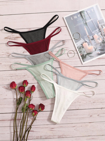 7 piezas Tanga simple de canalé 7 piezas Tanga simple de canalé
