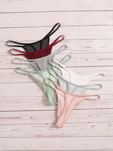 7 piezas Tanga simple de canalé 7 piezas Tanga simple de canalé