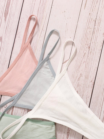 7 piezas Tanga simple de canalé 7 piezas Tanga simple de canalé