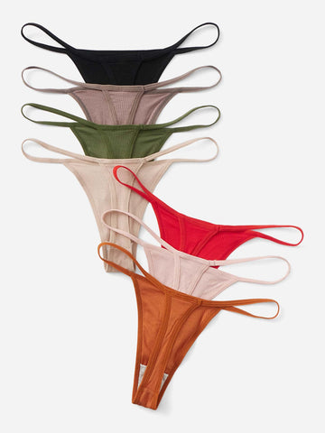 7 piezas Tanga simple de canalé 7 piezas Tanga simple de canalé
