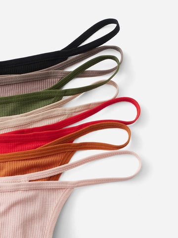 7 piezas Tanga simple de canalé 7 piezas Tanga simple de canalé