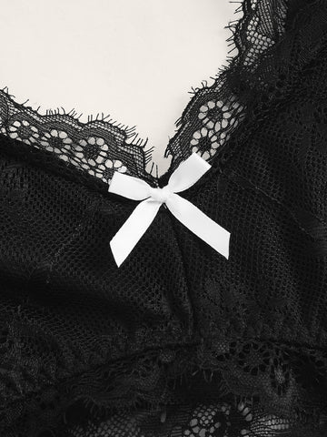 Set de lencería con encaje en contraste Set de lencería con encaje en contraste