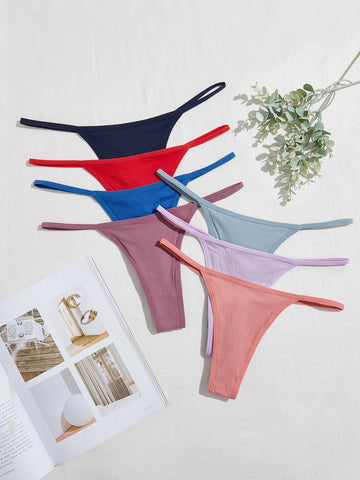 7 piezas Tanga simple de canalé 7 piezas Tanga simple de canalé
