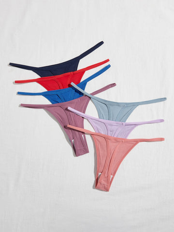 7 piezas Tanga simple de canalé 7 piezas Tanga simple de canalé