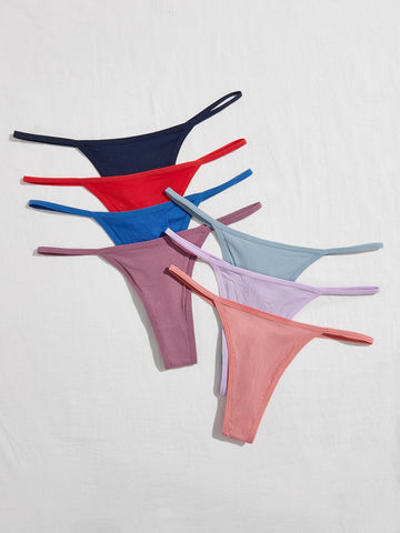 7 piezas Tanga simple de canalé 7 piezas Tanga simple de canalé