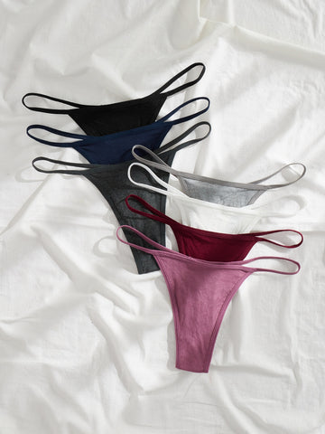 7 piezas Tanga simple de canalé 7 piezas Tanga simple de canalé