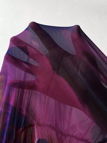 Vestido de tirantes de tie dye escote drapeado de muslo con abertura