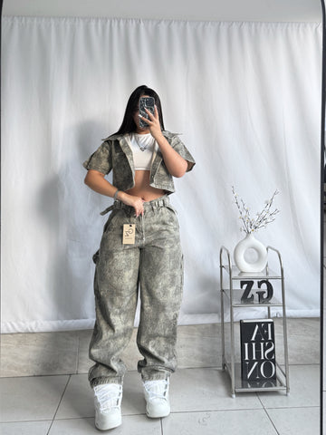 Set Kira estampado verde