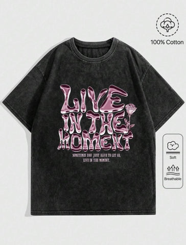 Camiseta con estampado de slogan