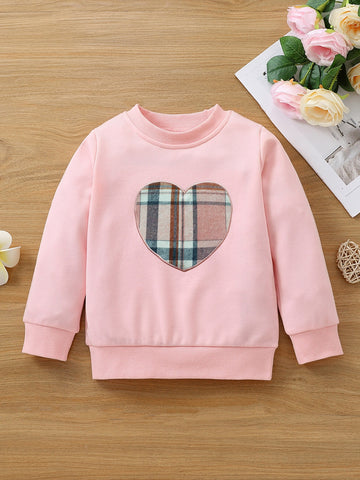 Pullover De Rombos Para Niña Con Bordado De Corazón