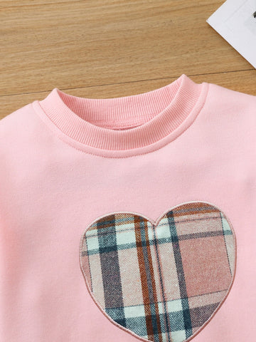 Pullover De Rombos Para Niña Con Bordado De Corazón