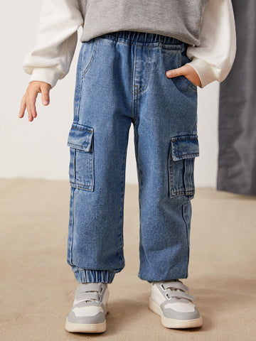 Jeans De Carga De Mezclilla Para Niño Joven