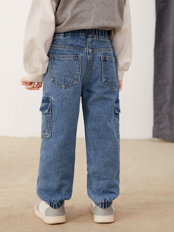 Jeans De Carga De Mezclilla Para Niño Joven