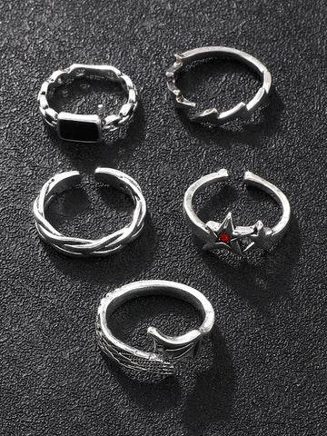 Hombres 5 piezas Anillo con estrella & con diseño de rayo