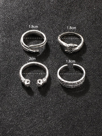 4 piezas/set anillo de diseño de serpiente para hombre, para regalo de joyería y fiesta