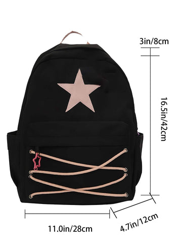 Mochila De Lona, Estilo Universitario, Versátil, Con Estrella