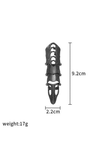 Anillo de articulación larga puntiaguda fresca punk retro, anillo de plata antigua de aleación de zinc de cuatro secciones