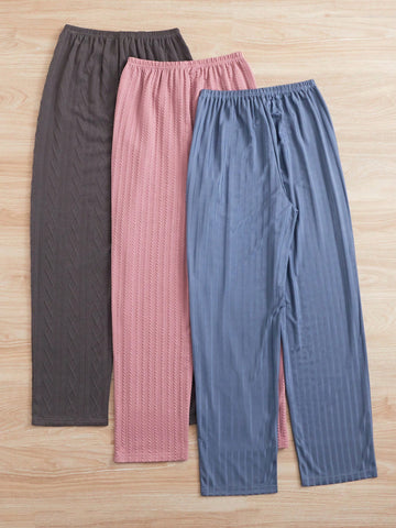 3 piezas Pantalones homewear de cintura con cordón