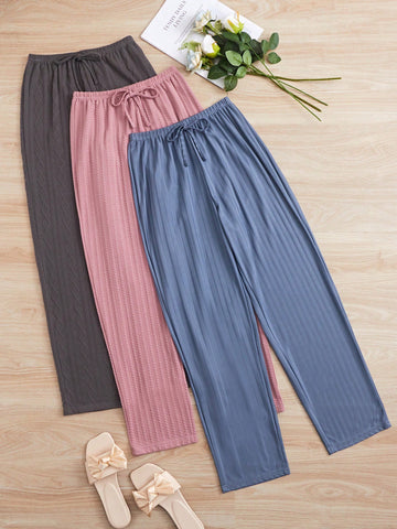 3 piezas Pantalones homewear de cintura con cordón