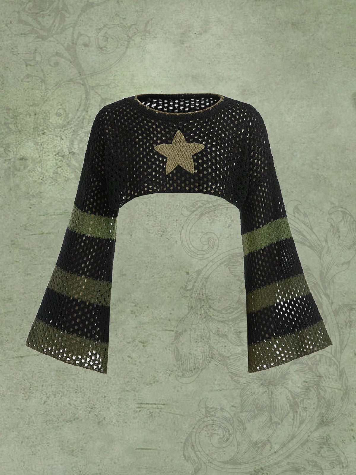 Jersey crop con patrón de estrella con abertura