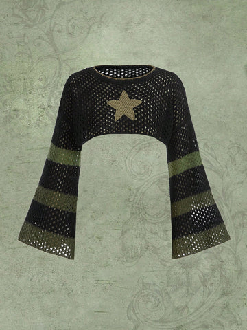 Jersey crop con patrón de estrella con abertura