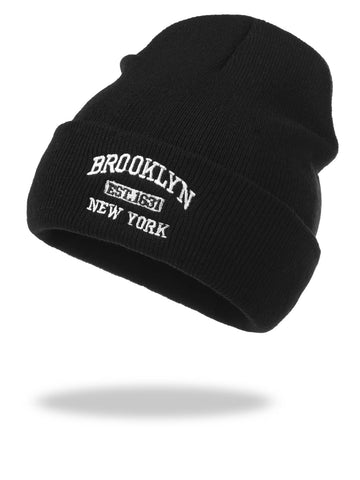 1 Pieza Gorro De Lana De ModabCon Detalle Impreso De Brooklyn