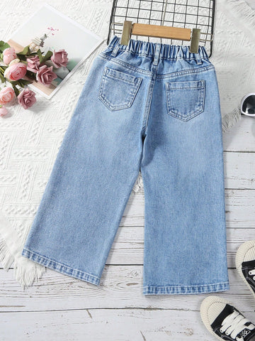 Jeans con parche de corazón de pierna ancha