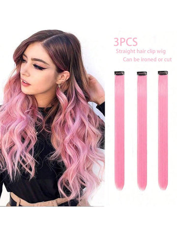 Extensiones de cabello falsas rectas/de colores para mujer, se pueden ondular y rizar para Halloween