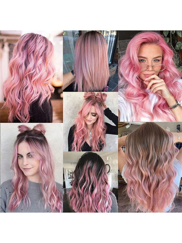 Extensiones de cabello falsas rectas/de colores para mujer, se pueden ondular y rizar para Halloween