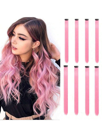 Extensiones de cabello falsas rectas/de colores para mujer, se pueden ondular y rizar para Halloween