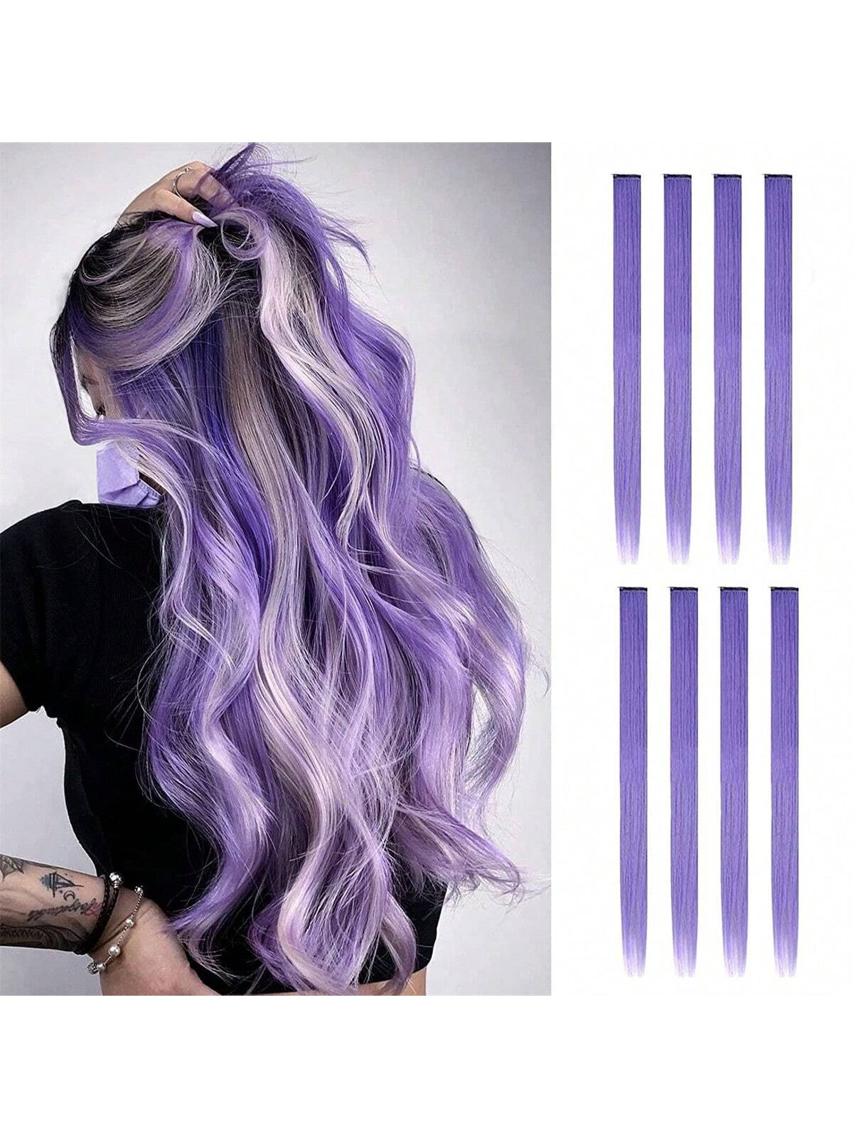 Extensiones de cabello falsas rectas/de colores para mujer, se pueden ondular y rizar para Halloween