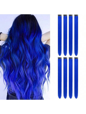 Extensiones de cabello falsas rectas/de colores para mujer, se pueden ondular y rizar para Halloween