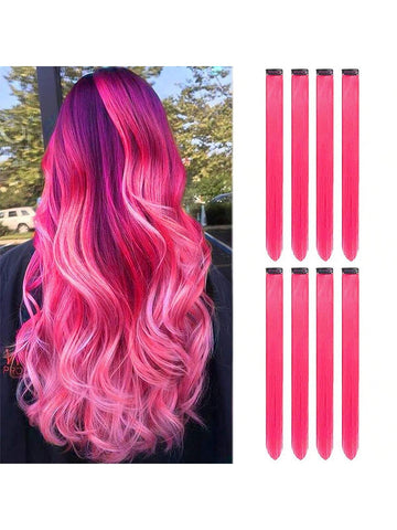 Extensiones de cabello falsas rectas/de colores para mujer, se pueden ondular y rizar para Halloween